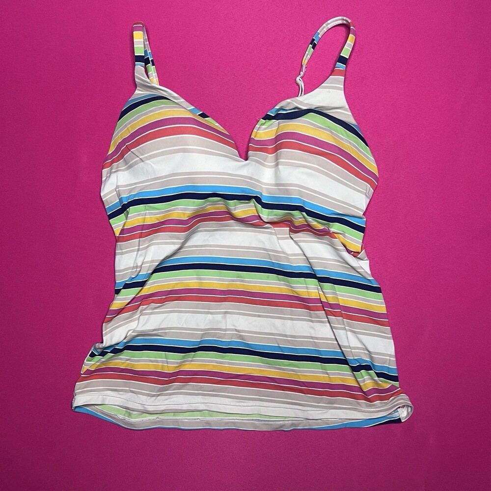 Victoria Secret Body By Victoria VTG Built In Bra Cami Tank Top 34C Striped Y2K